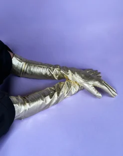 Bea Long Metallic Leather Gloves