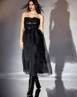 Buckle Up Silk Organza Dress