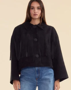 Carrie Cropped Fringe Suede Jacket