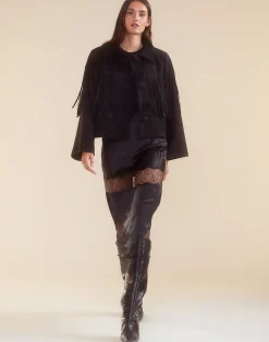 Carrie Cropped Fringe Suede Jacket