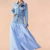 Denim Taffeta Skirt