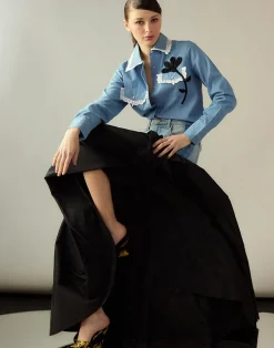 Denim Taffeta Skirt