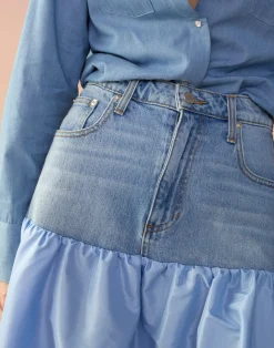 Denim Taffeta Skirt