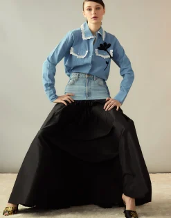Denim Taffeta Skirt