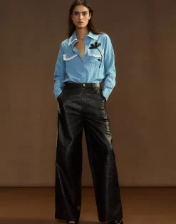 Embossed Leather Pants