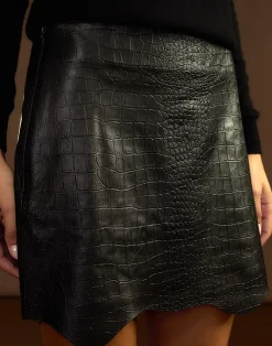 Embossed Leather Skirt
