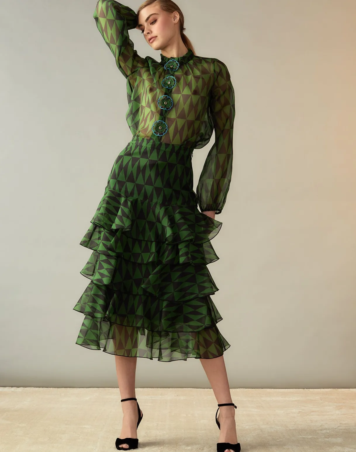 Evergreen Silk Organza Skirt