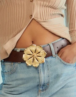 Gold Flower Buckle Belt