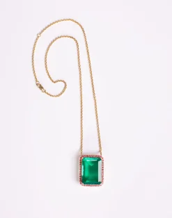 Green Topaz and Pink Tourmaline Pendant
