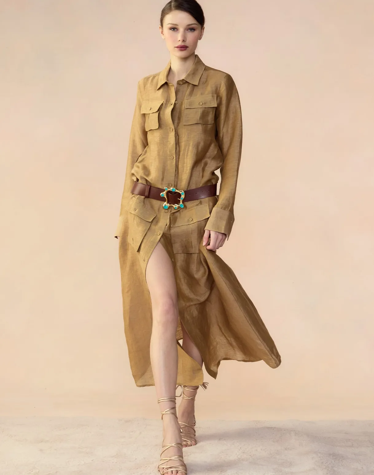 Lagos Silk Linen Shirt Dress