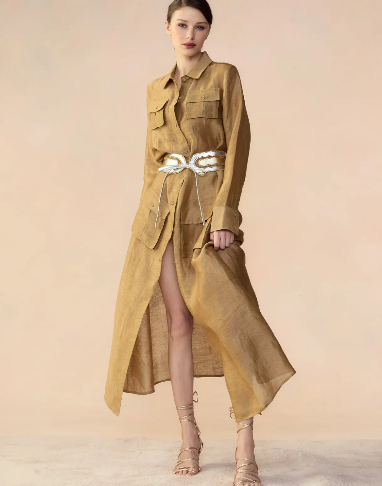 Lagos Silk Linen Shirt Dress