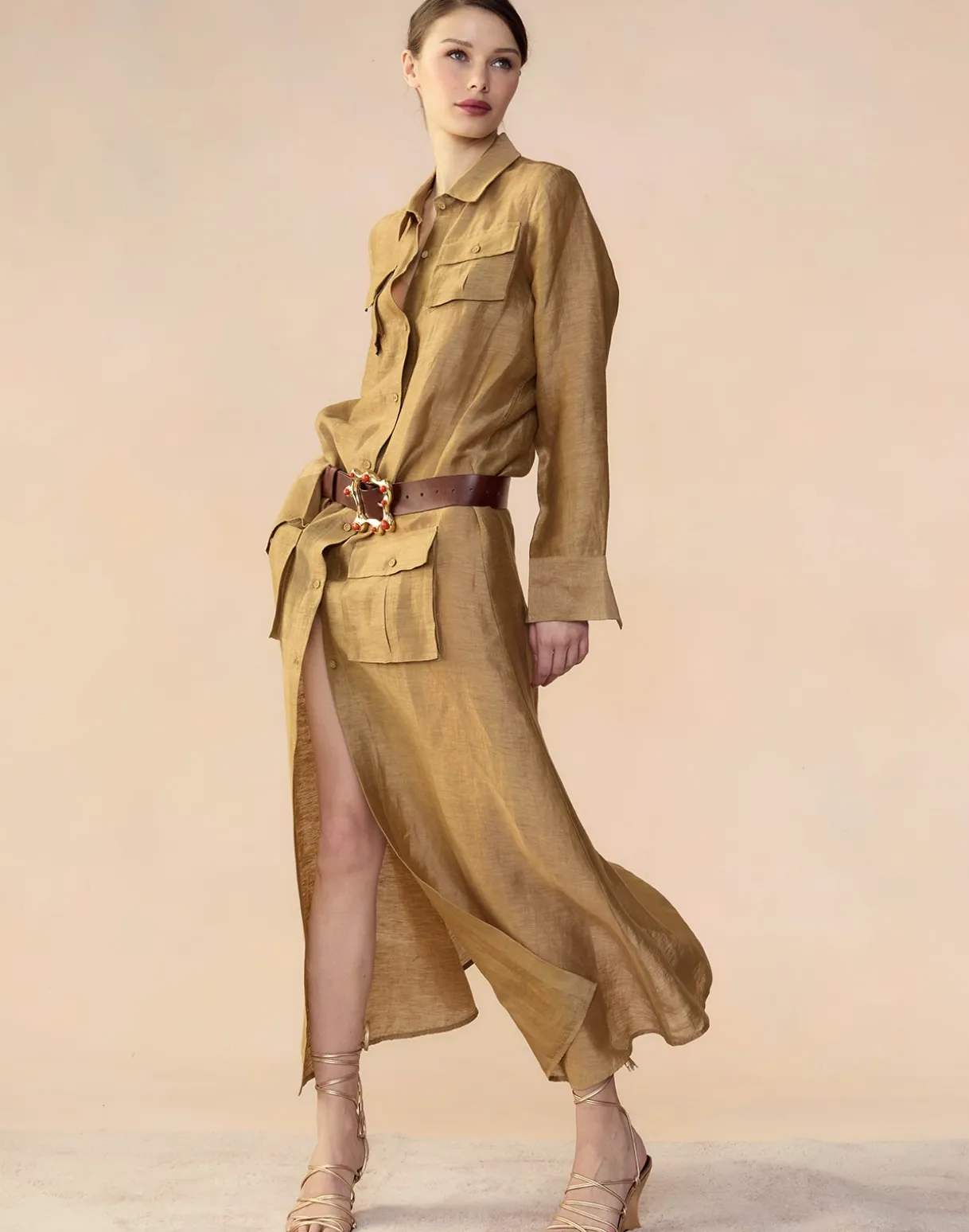 Lagos Silk Linen Shirt Dress