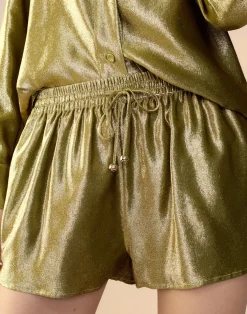 Liquid Gold Lamé Shorts