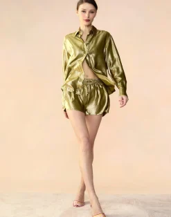 Liquid Gold Lamé Shorts