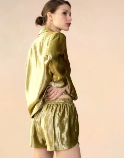 Liquid Gold Lamé Shorts