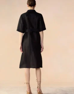 Lisbon Silk Linen Shirt Dress