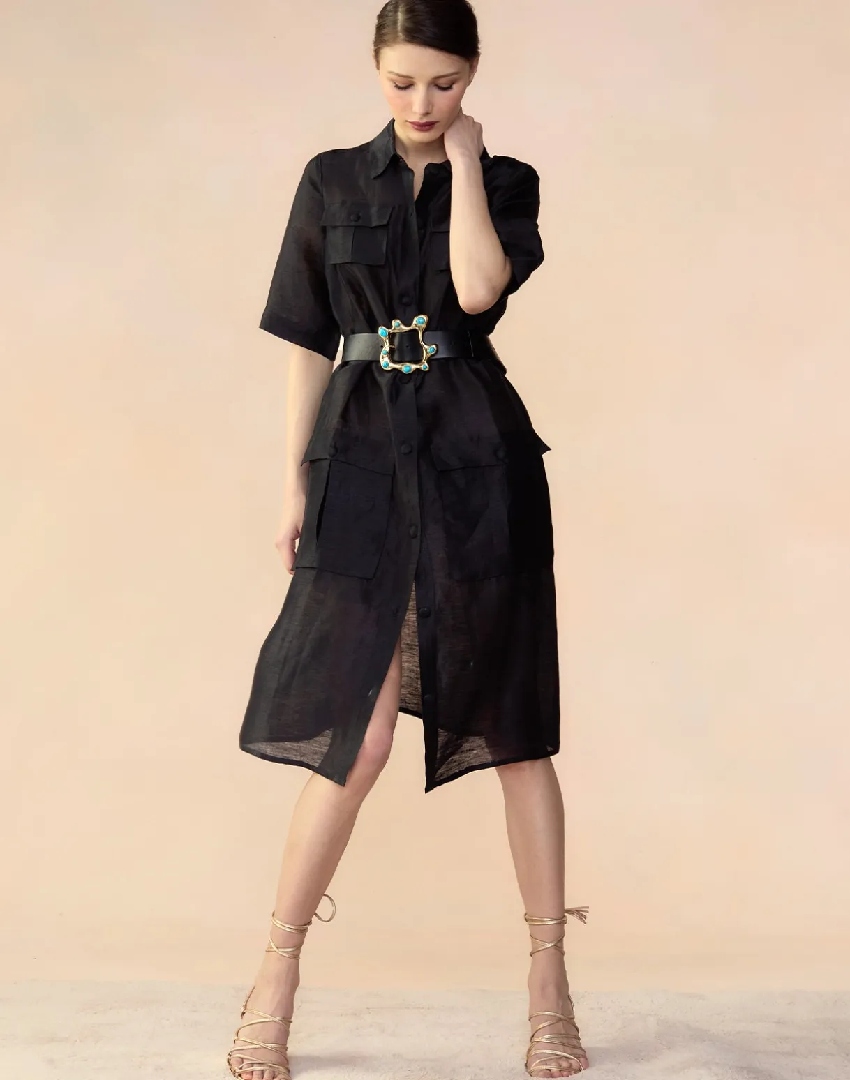 Lisbon Silk Linen Shirt Dress