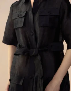 Lisbon Silk Linen Shirt Dress