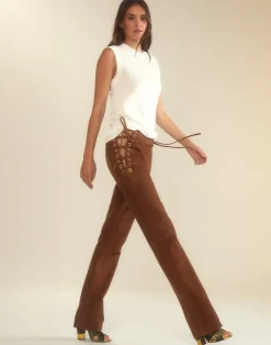 Liv Lace-Up Suede Pants