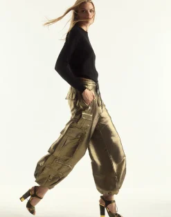 Metallic Cargo Pants