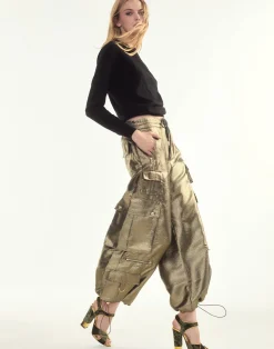 Metallic Cargo Pants