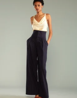 Pinstripe Corset Waist Pants