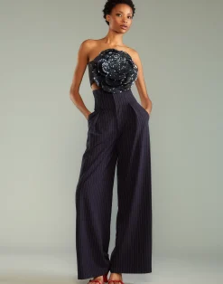 Pinstripe Corset Waist Pants