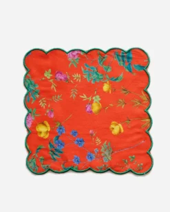 Scallop Embroidered Edge Cocktail Napkin