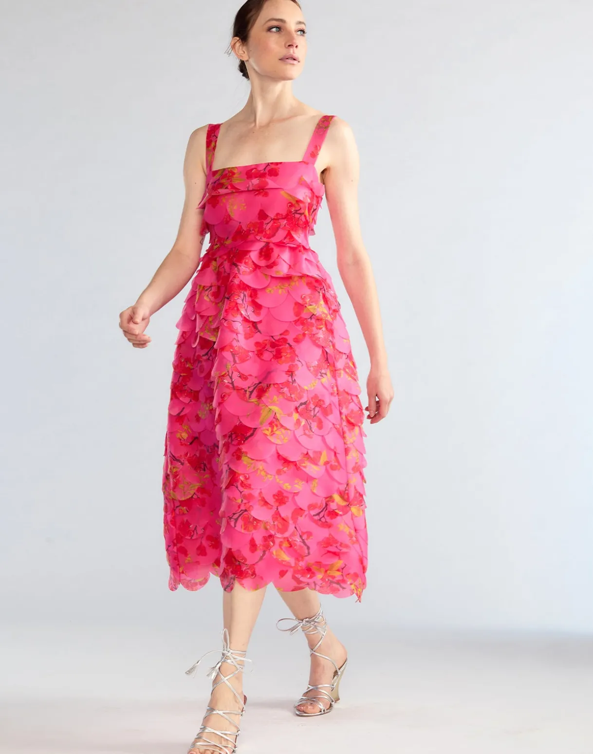 Scalloped Petal Midi Dress