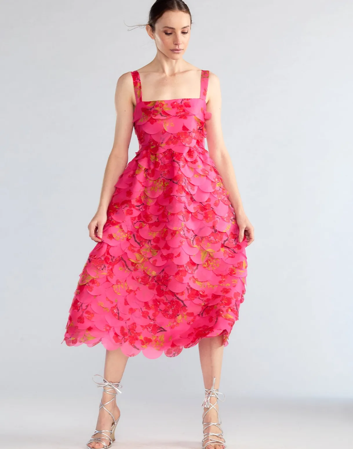 Scalloped Petal Midi Dress