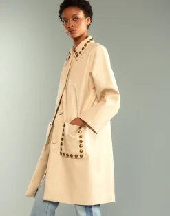 Studded Vegan Leather Coat