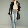 Studded Vegan Leather Coat