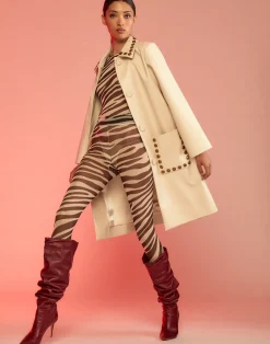Studded Vegan Leather Coat