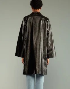 Studded Vegan Leather Coat