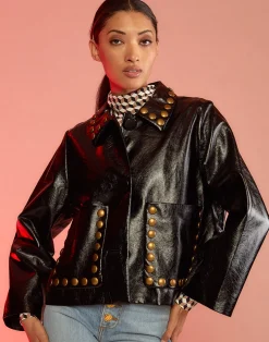 Studded Vegan Leather Jacket
