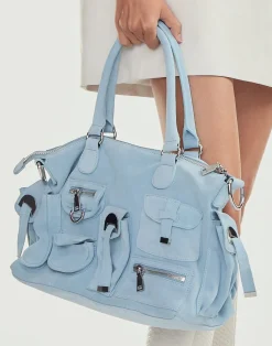 Suede Cargo Pocket Shoulder Bag
