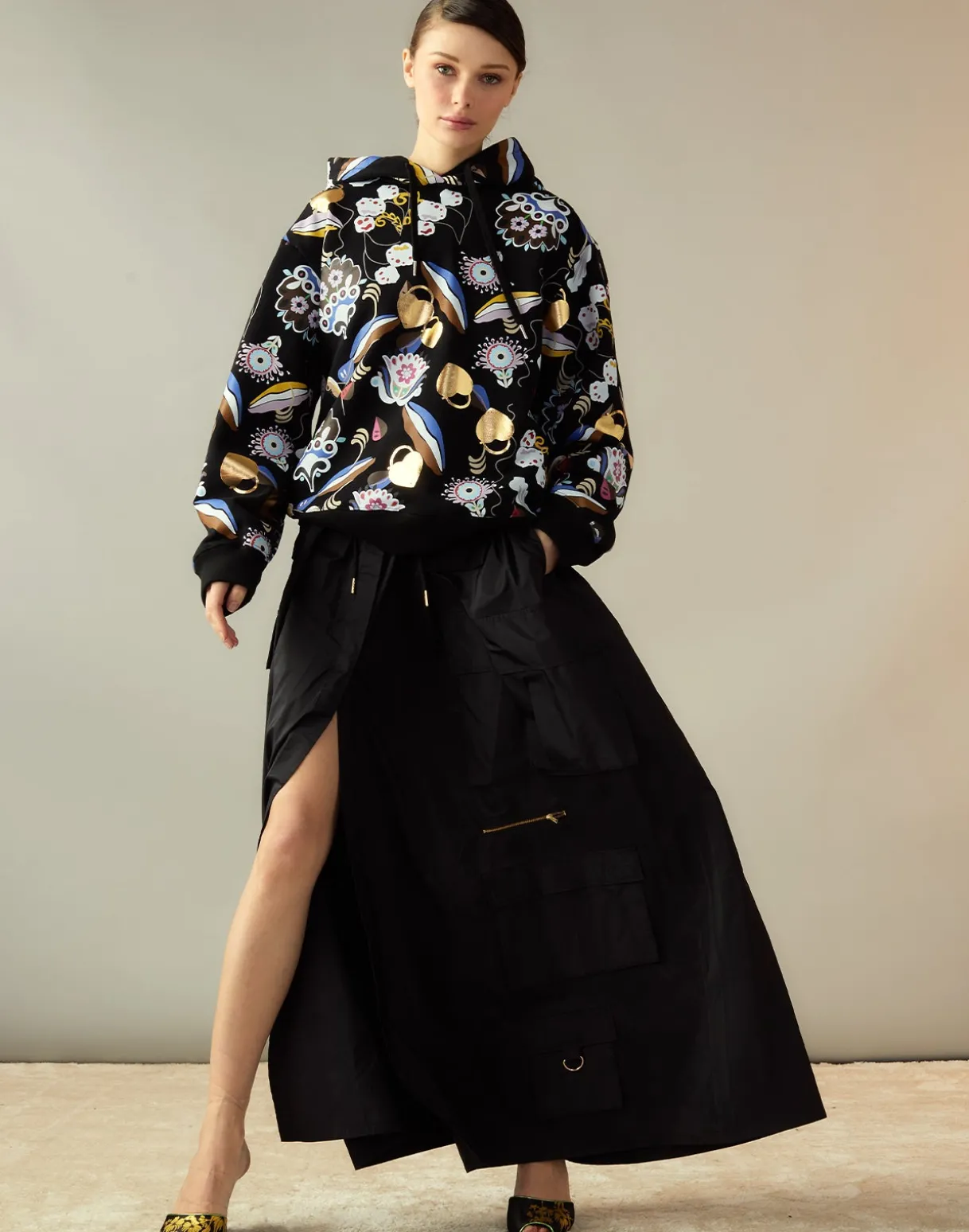 Taffeta Cargo Skirt