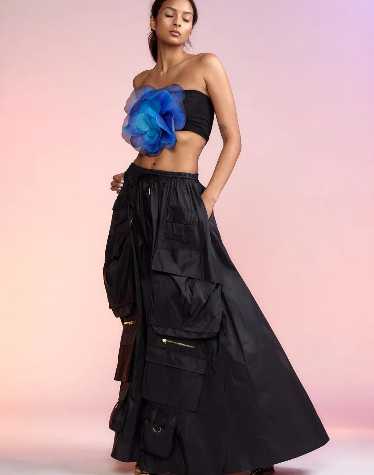Taffeta Cargo Skirt