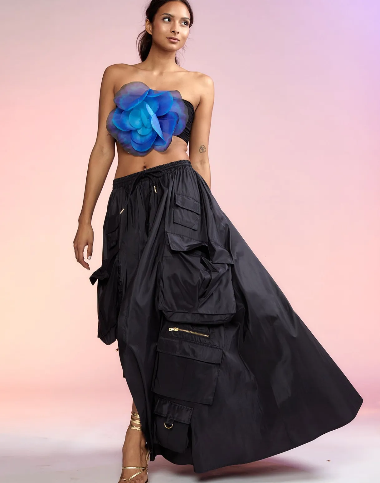 Taffeta Cargo Skirt
