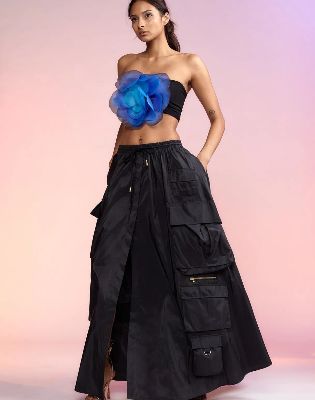 Taffeta Cargo Skirt