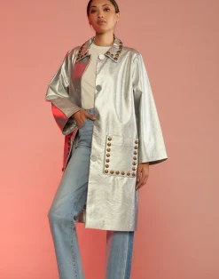 Vegan Studded Leather Coat