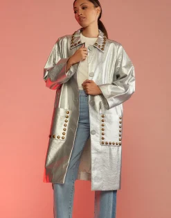 Vegan Studded Leather Coat